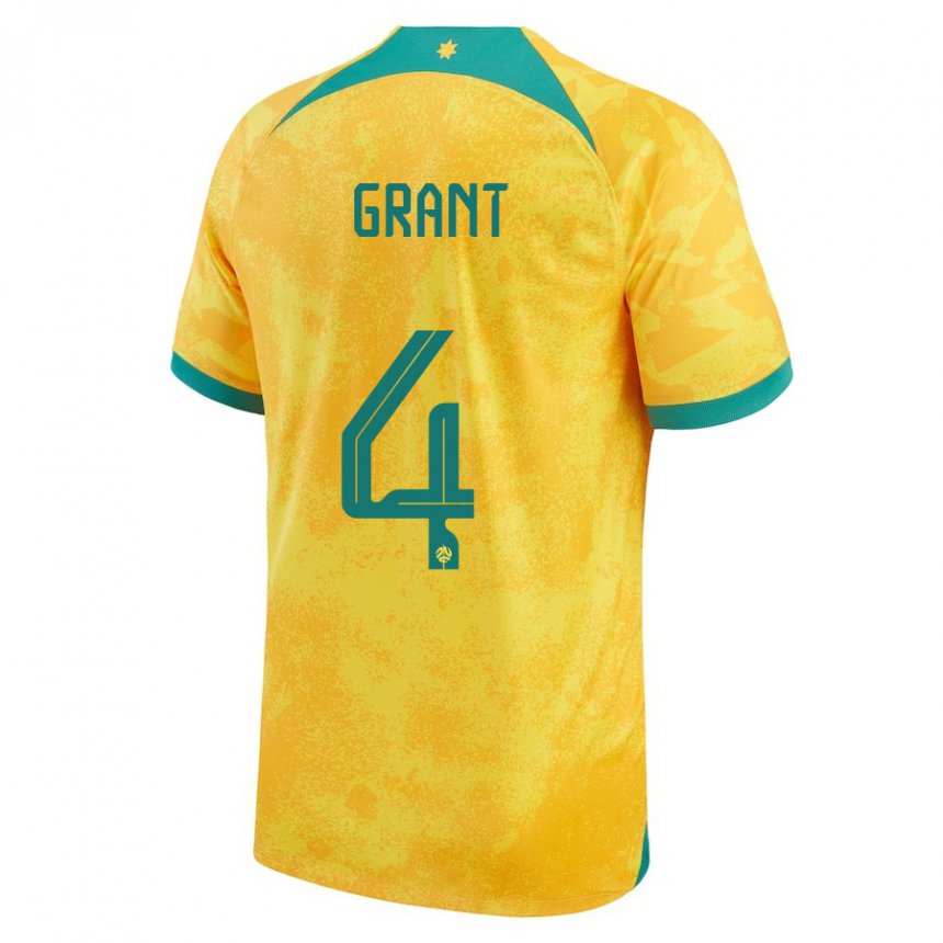 Enfant Maillot Australie Rhyan Grant #4 Doré Tenues Domicile 22-24 T-shirt Belgique