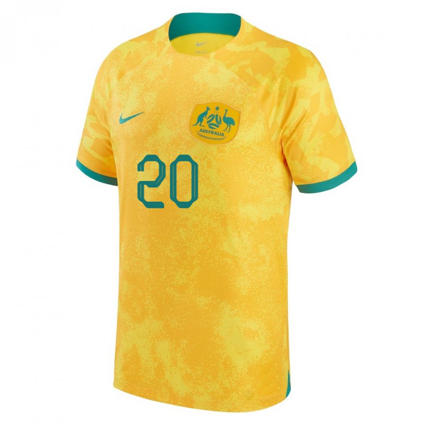 Enfant Maillot Australie Trent Sainsbury #20 Doré Tenues Domicile 22-24 T-shirt Belgique