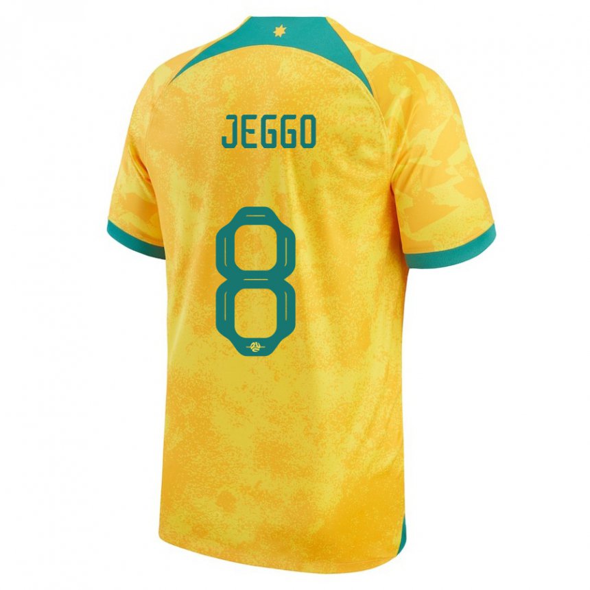 Enfant Maillot Australie James Jeggo #8 Doré Tenues Domicile 22-24 T-shirt Belgique