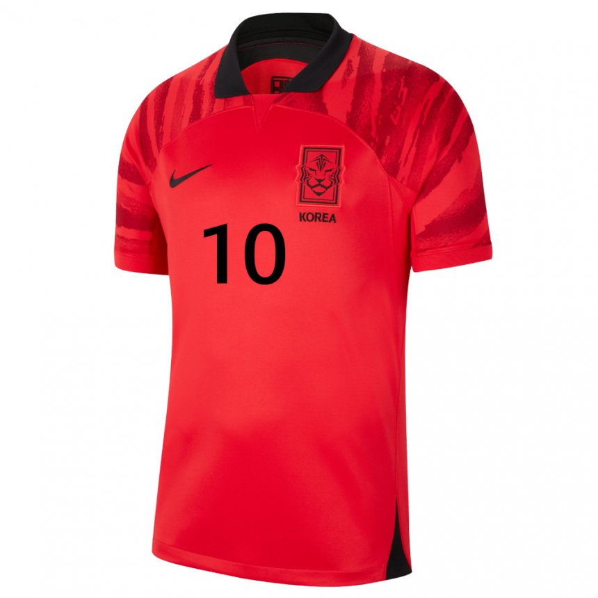 Enfant Maillot Corée Du Sud Jae-sung Lee #10 Rouge Noir Tenues Domicile 22-24 T-shirt Belgique