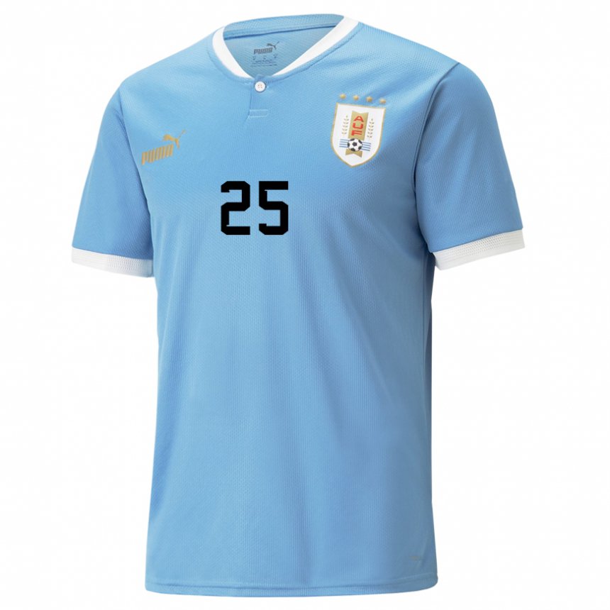 Enfant Maillot Uruguay Manuel Ugarte #25 Bleue Tenues Domicile 22-24 T-shirt Belgique