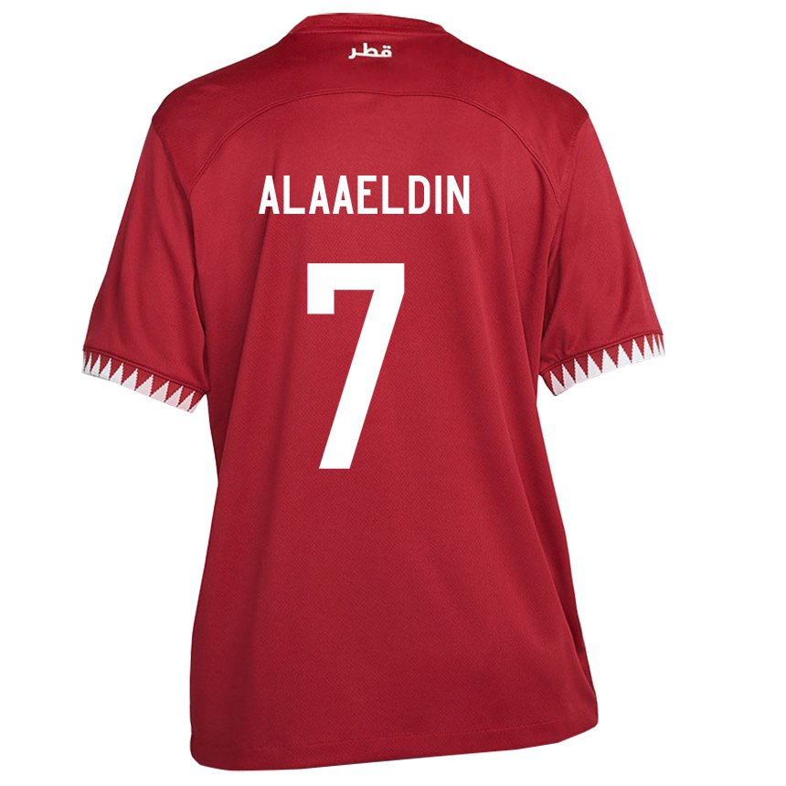 Enfant Maillot Qatar Ahmed Alaaeldin #7 Bordeaux Tenues Domicile 22-24 T-shirt Belgique