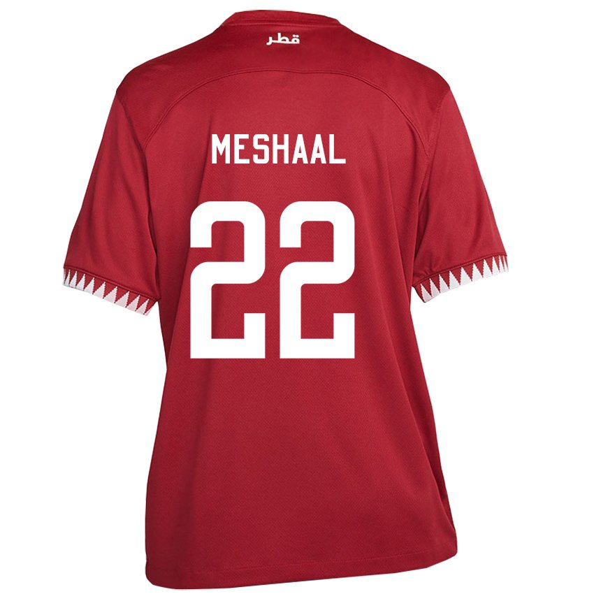 Enfant Maillot Qatar Meshaal Barsham #22 Bordeaux Tenues Domicile 22-24 T-shirt Belgique