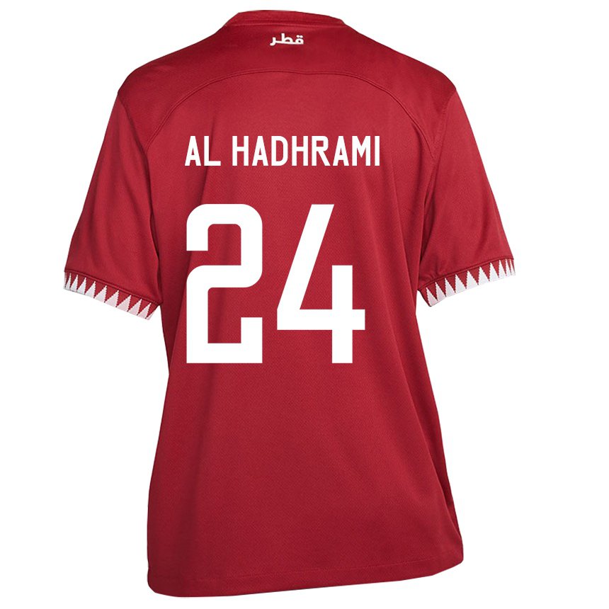 Enfant Maillot Qatar Naif Abdulraheem Al Hadhrami #24 Bordeaux Tenues Domicile 22-24 T-shirt Belgique