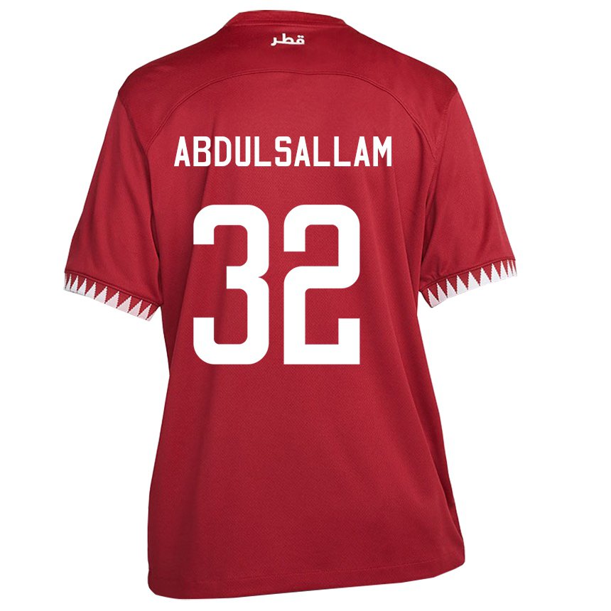 Enfant Maillot Qatar Jassem Gaber Abdulsallam #32 Bordeaux Tenues Domicile 22-24 T-shirt Belgique