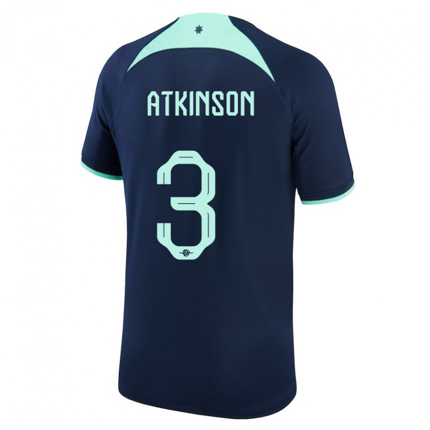 Enfant Maillot Australie Nathaniel Atkinson #3 Bleu Foncé Tenues Extérieur 22-24 T-shirt Belgique
