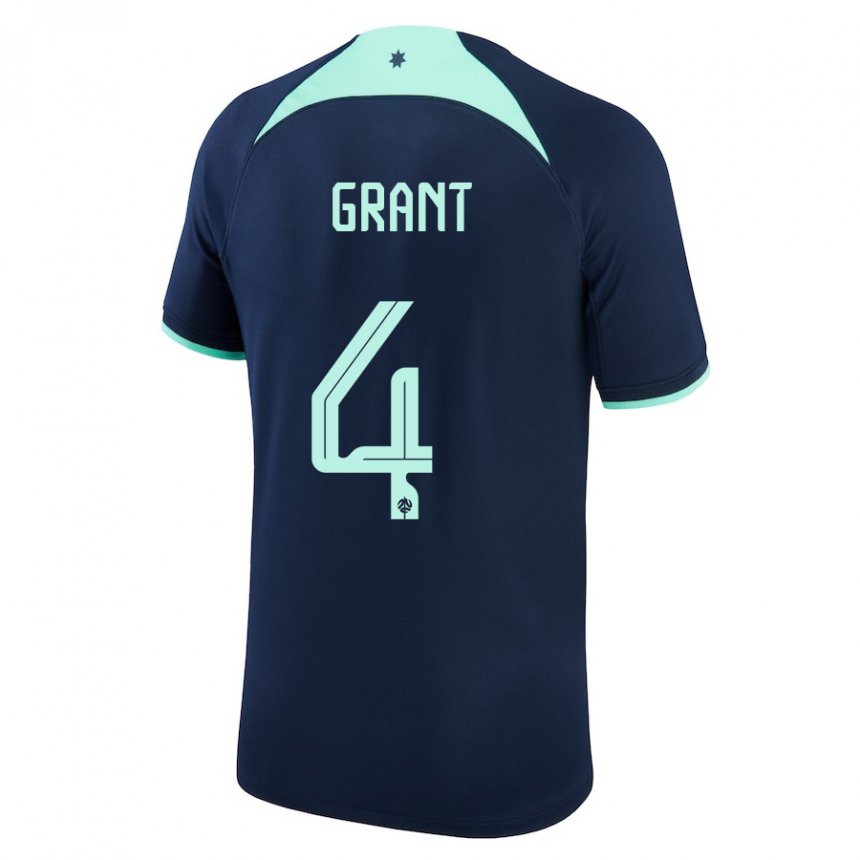 Enfant Maillot Australie Rhyan Grant #4 Bleu Foncé Tenues Extérieur 22-24 T-shirt Belgique