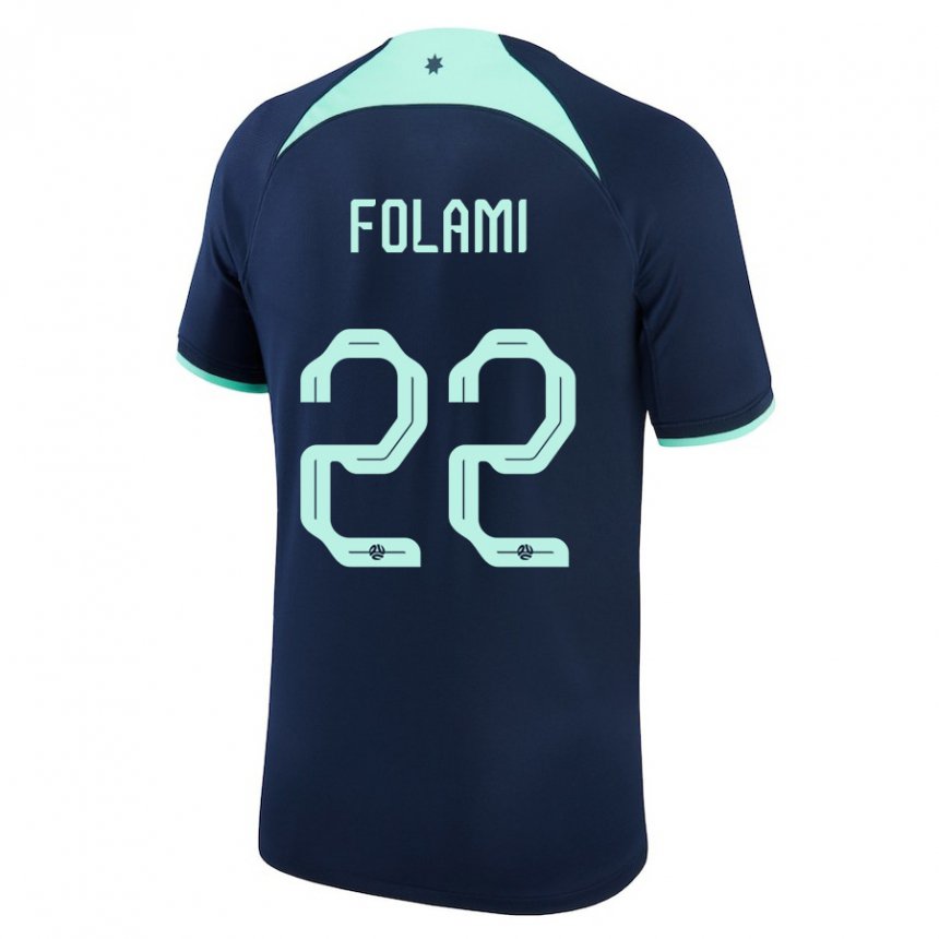 Enfant Maillot Australie Ben Folami #22 Bleu Foncé Tenues Extérieur 22-24 T-shirt Belgique