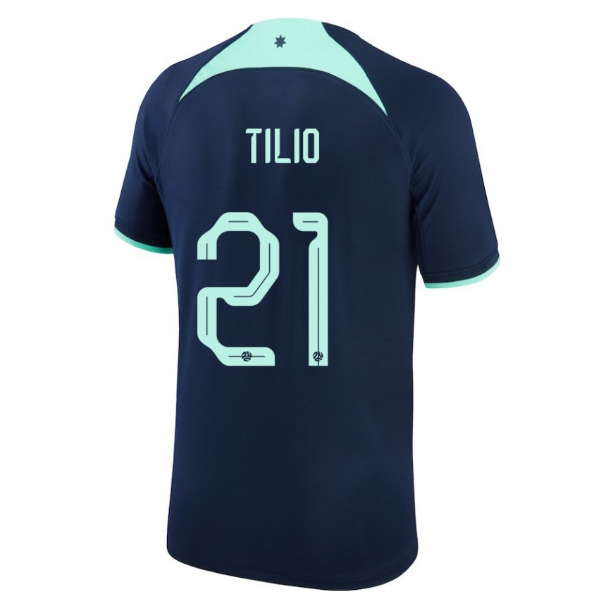 Enfant Maillot Australie Marco Tilio #21 Bleu Foncé Tenues Extérieur 22-24 T-shirt Belgique