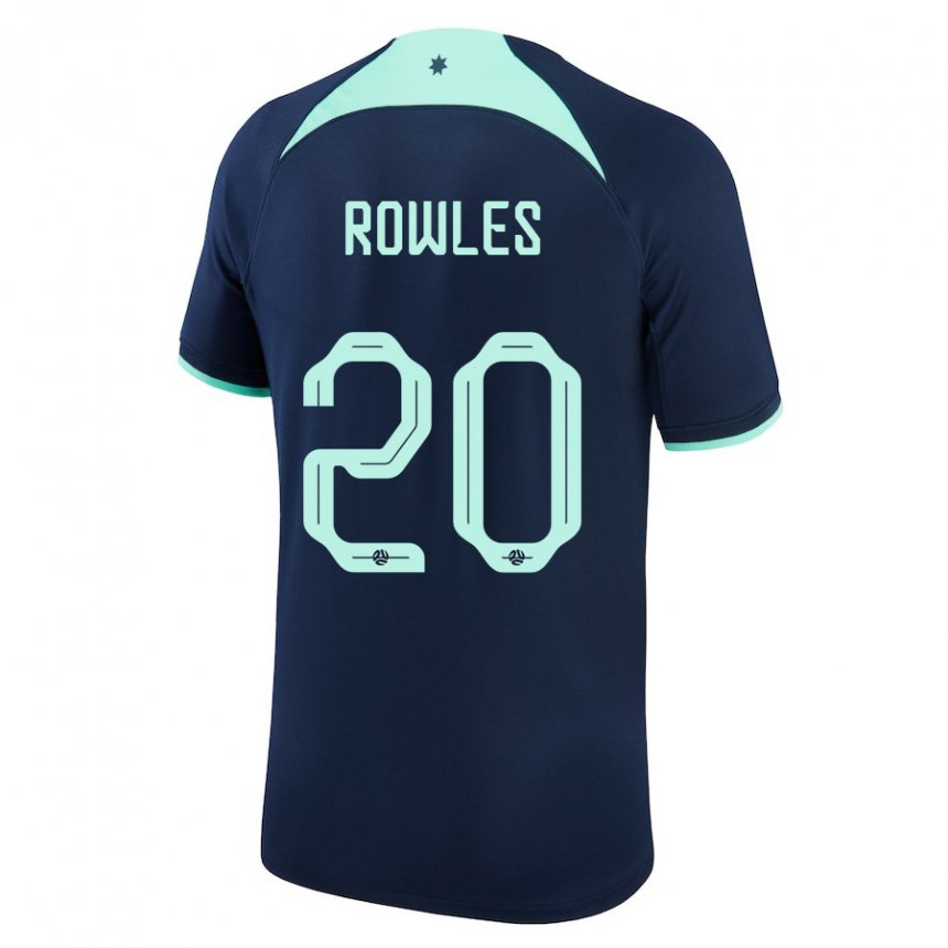Enfant Maillot Australie Kye Rowles #20 Bleu Foncé Tenues Extérieur 22-24 T-shirt Belgique