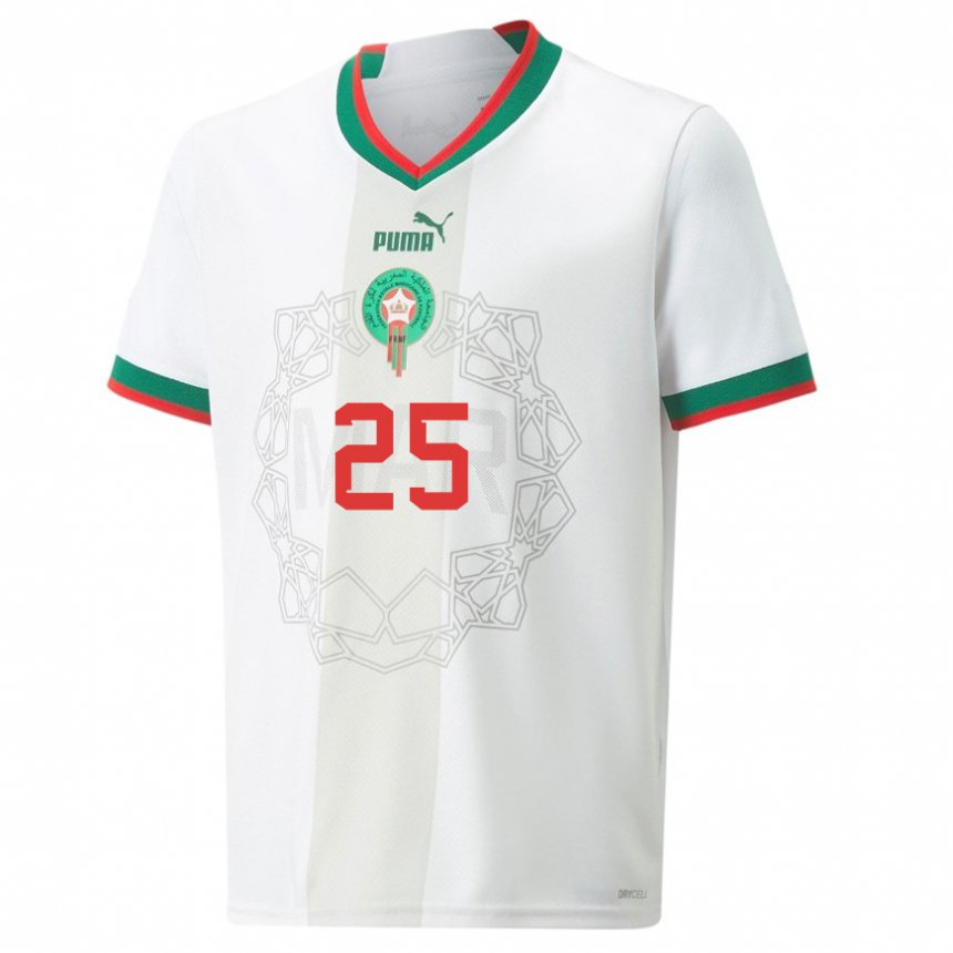 Kinder Marokkanische Yahya Jabrane #25 Weiß Auswärtstrikot Trikot 22-24 T-shirt Belgien