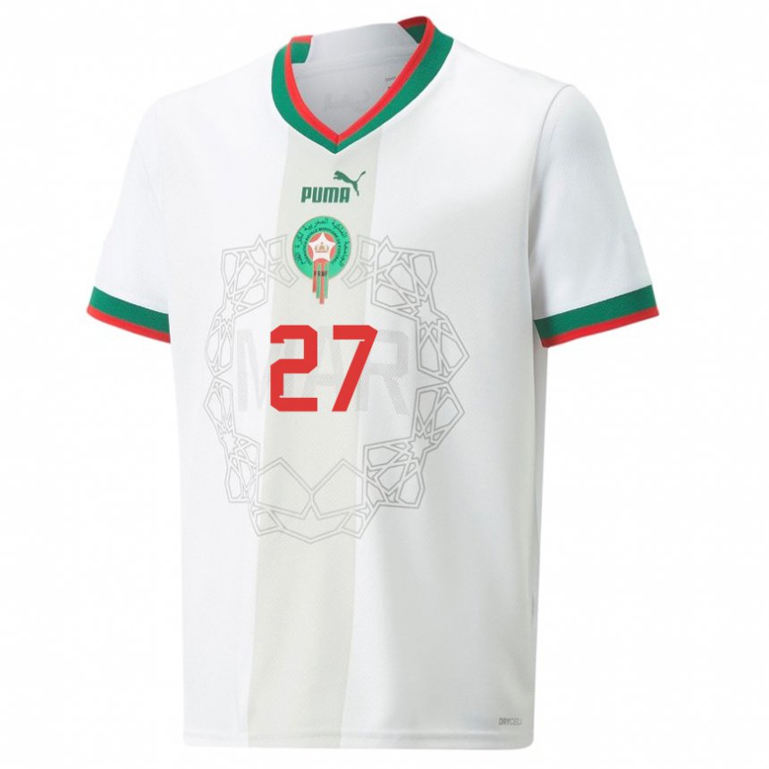 Enfant Maillot Maroc Soufiane Rahimi #27 Blanc Tenues Extérieur 22-24 T-shirt Belgique