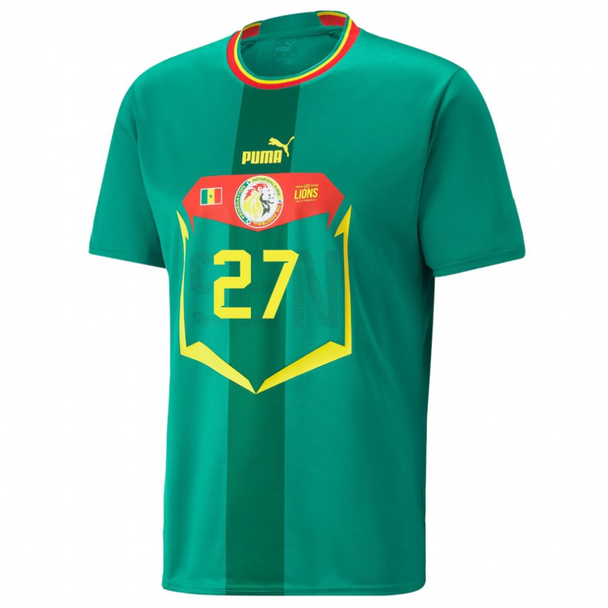 Enfant Maillot Sénégal Nicolas Jackson #27 Verte Tenues Extérieur 22-24 T-shirt Belgique