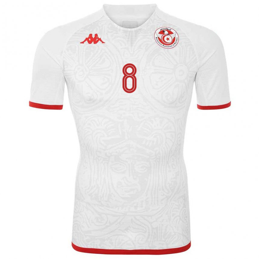 Enfant Maillot Tunisie Saif Eddine Khaoui #8 Blanc Tenues Extérieur 22-24 T-shirt Belgique