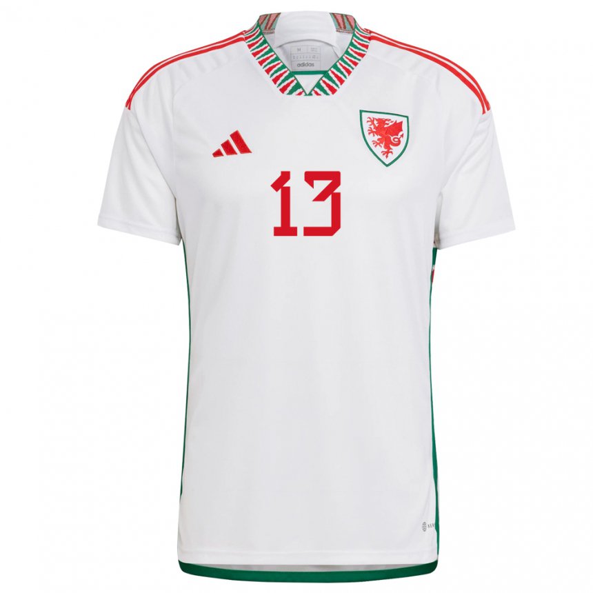 Enfant Maillot Pays De Galles Kieffer Moore #13 Blanc Tenues Extérieur 22-24 T-shirt Belgique