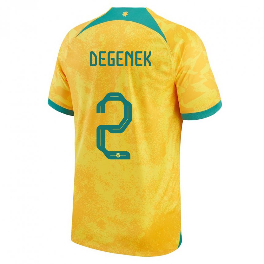 Heren Australisch Milos Degenek #2 Gouden Thuisshirt Thuistenue 22-24 T-shirt België