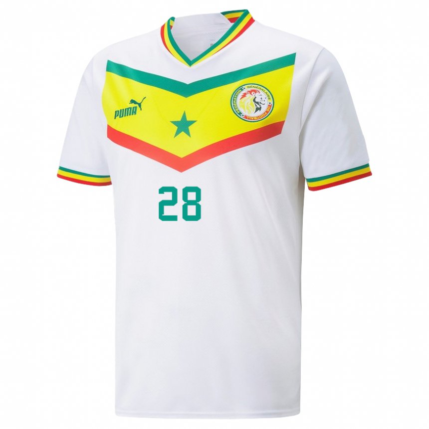 Homme Maillot Sénégal Mory Diaw #28 Blanc Tenues Domicile 22-24 T-shirt Belgique