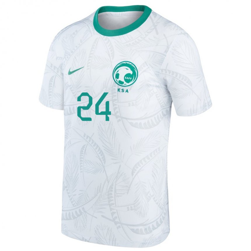 Homme Maillot Arabie Saoudite Nasser Al Dawsari #24 Blanc Tenues Domicile 22-24 T-shirt Belgique