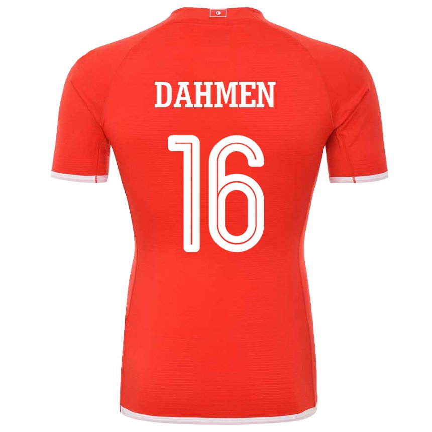 Homme Maillot Tunisie Aymen Dahmen #16 Rouge Tenues Domicile 22-24 T-shirt Belgique