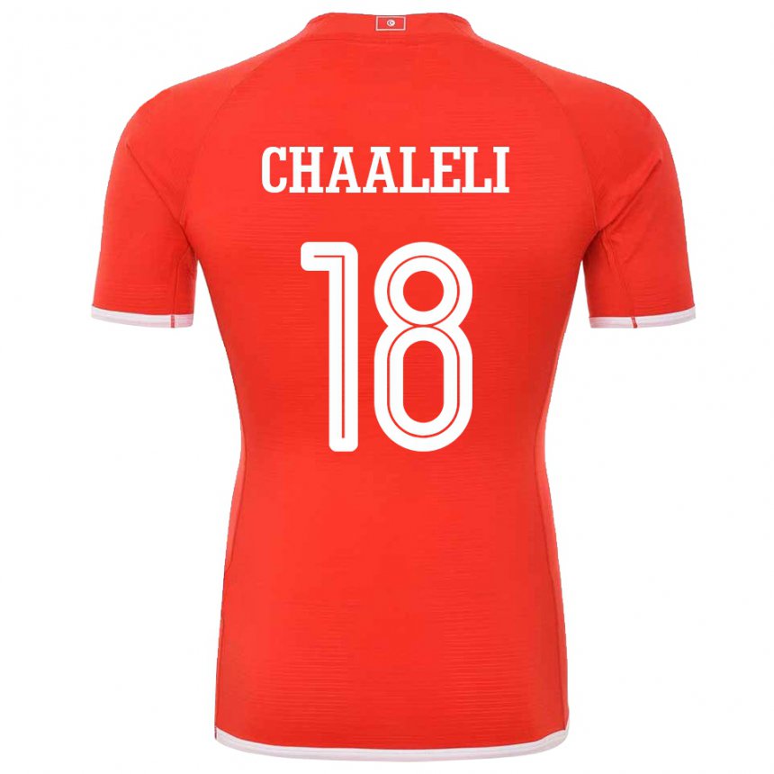 Homme Maillot Tunisie Ghaliene Chaaleli #18 Rouge Tenues Domicile 22-24 T-shirt Belgique
