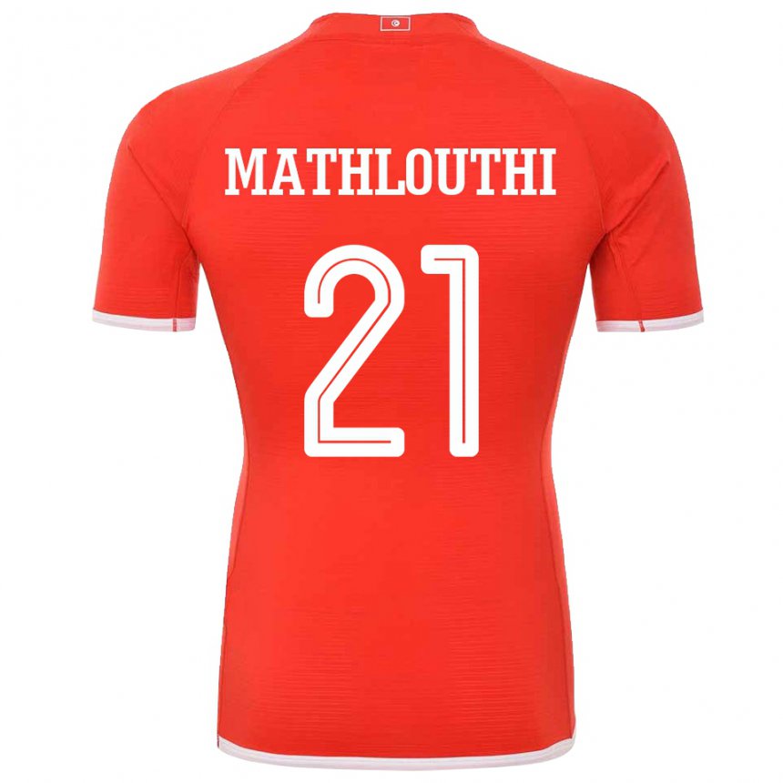 Homme Maillot Tunisie Hamza Mathlouthi #21 Rouge Tenues Domicile 22-24 T-shirt Belgique