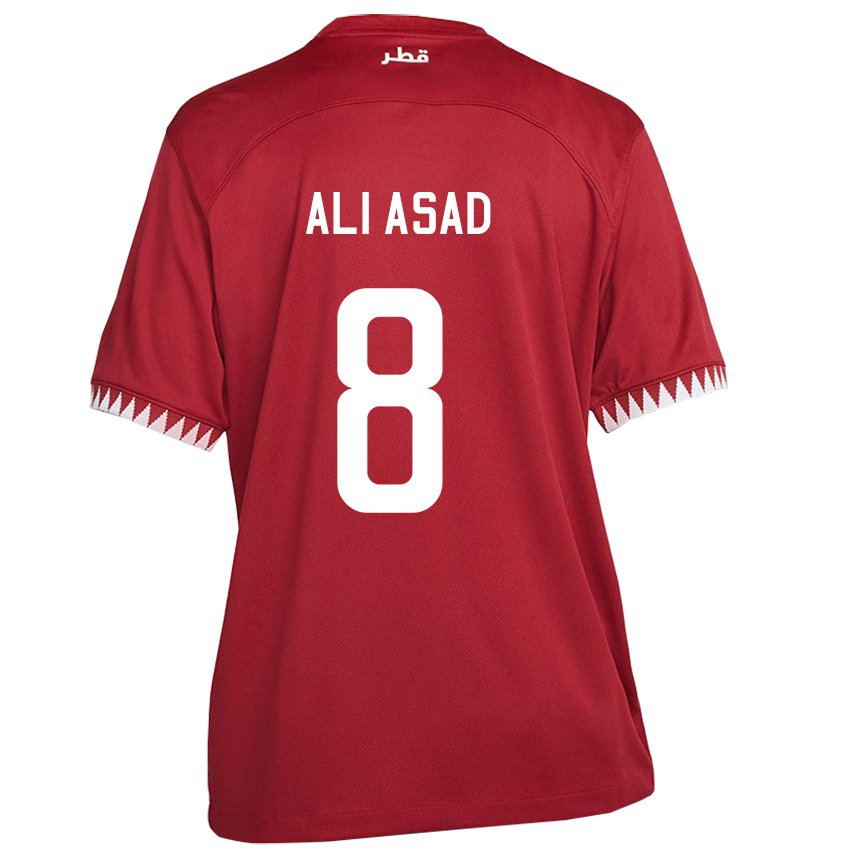 Heren Qatarees Ali Asad #8 Kastanjebruin Thuisshirt Thuistenue 22-24 T-shirt België