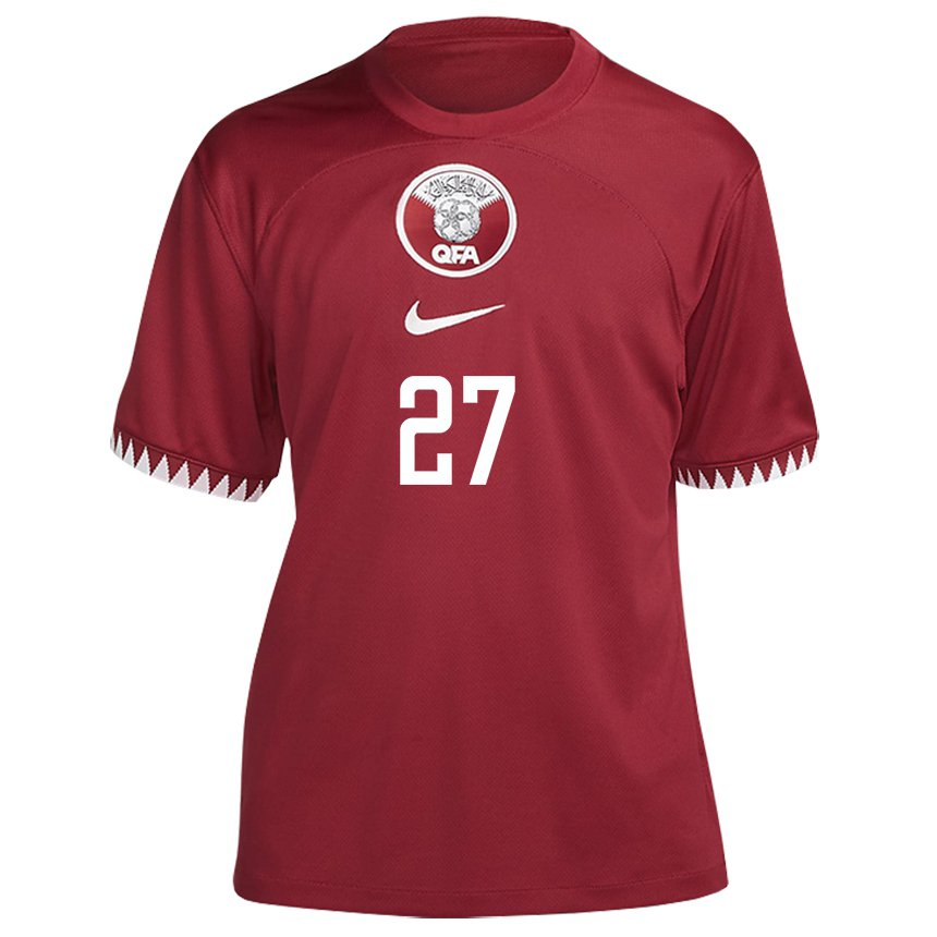 Heren Qatarees Ahmed Suhail #27 Kastanjebruin Thuisshirt Thuistenue 22-24 T-shirt België