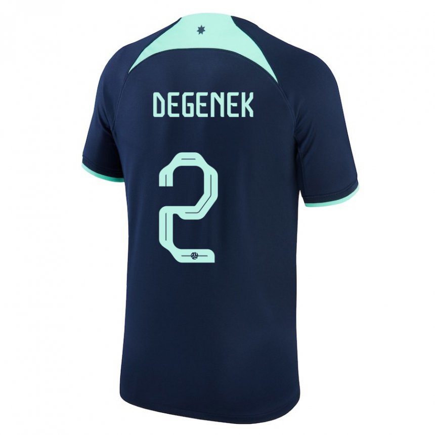 Heren Australisch Milos Degenek #2 Donkerblauw Uitshirt Uittenue 22-24 T-shirt België