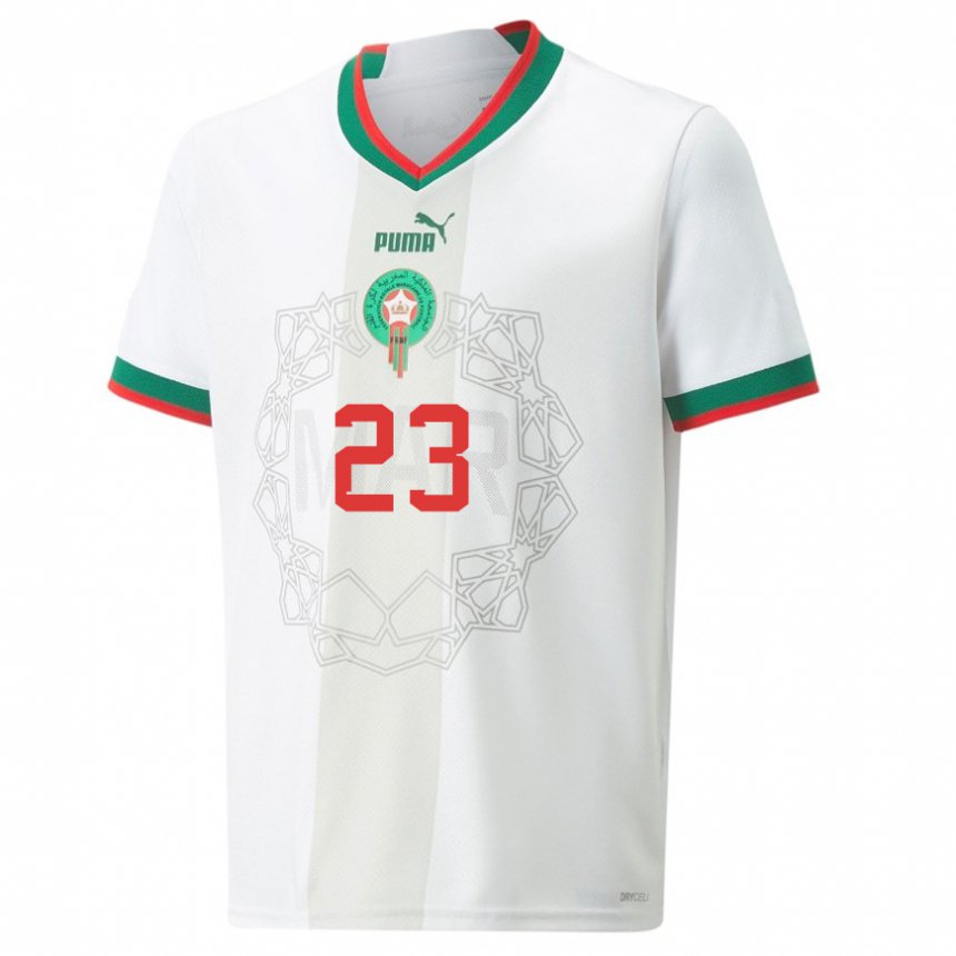 Homme Maillot Maroc Ryan Mmaee #23 Blanc Tenues Extérieur 22-24 T-shirt Belgique