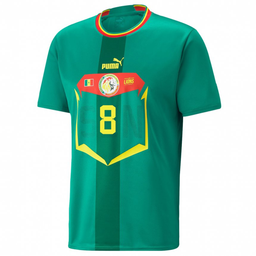 Homme Maillot Sénégal Cheikhou Kouyate #8 Verte Tenues Extérieur 22-24 T-shirt Belgique