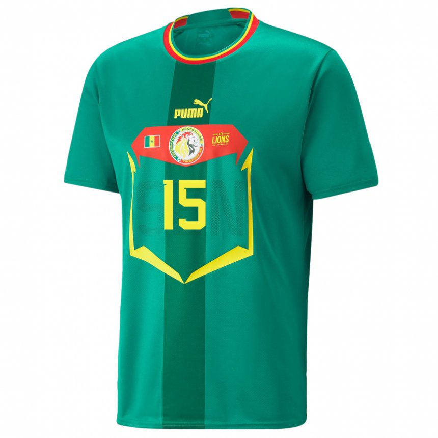 Homme Maillot Sénégal Krepin Diatta #15 Verte Tenues Extérieur 22-24 T-shirt Belgique