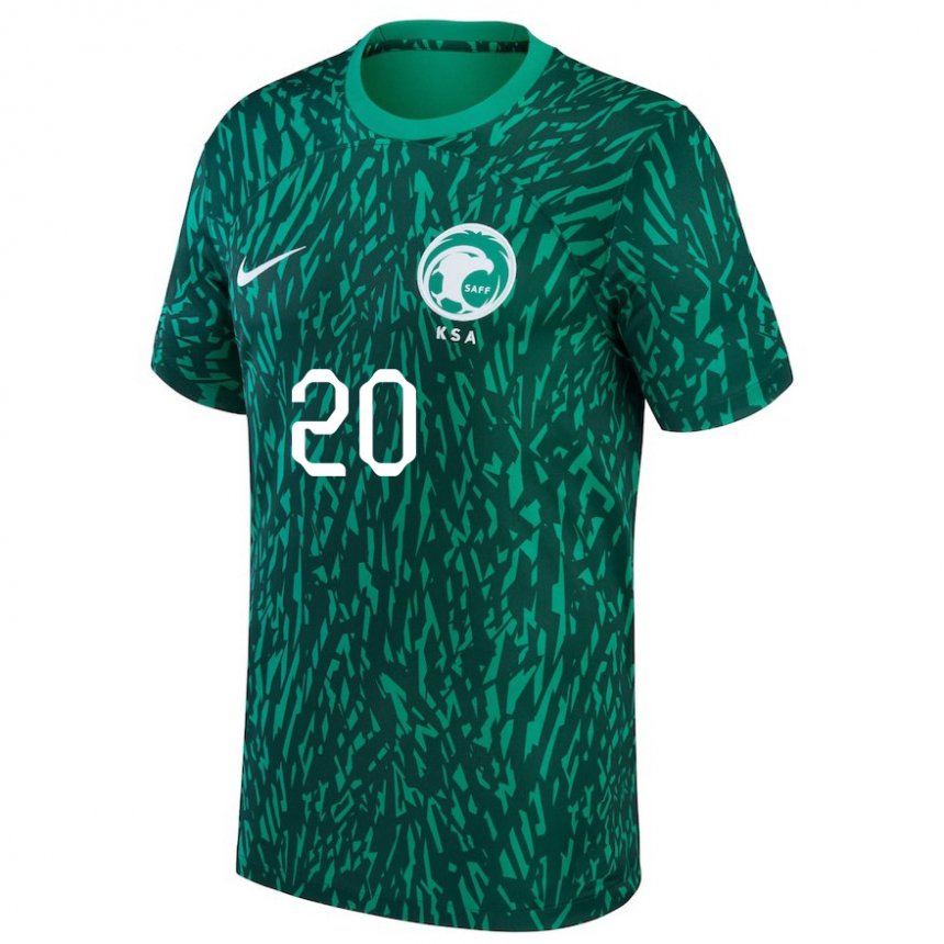 Homme Maillot Arabie Saoudite Haroune Camara #20 Vert Foncé Tenues Extérieur 22-24 T-shirt Belgique