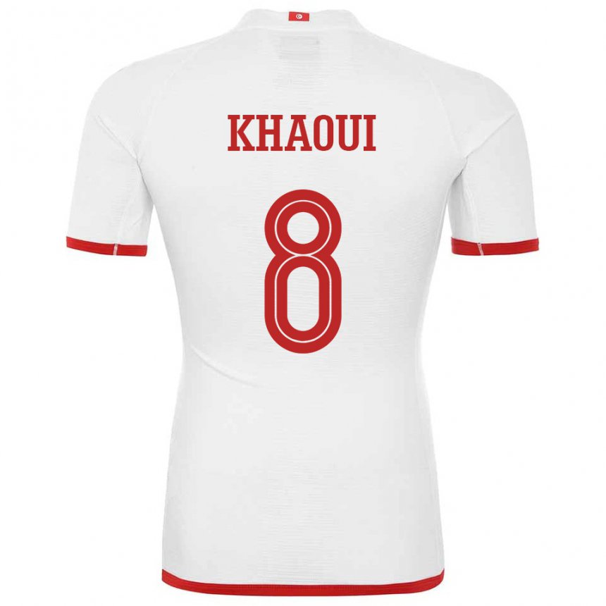 Homme Maillot Tunisie Saif Eddine Khaoui #8 Blanc Tenues Extérieur 22-24 T-shirt Belgique