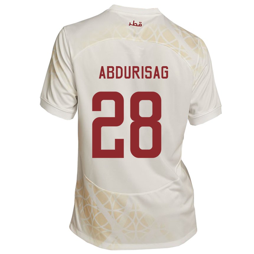Heren Qatarees Yusuf Abdurisag #28 Goud Beige Uitshirt Uittenue 22-24 T-shirt België