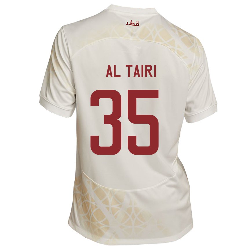 Homme Maillot Qatar Osamah Al Tairi #35 Beige Doré Tenues Extérieur 22-24 T-shirt Belgique