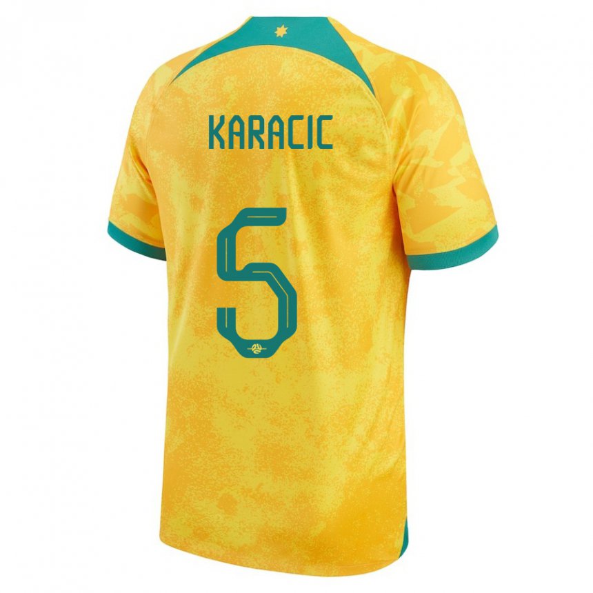Dames Australisch Fran Karacic #5 Gouden Thuisshirt Thuistenue 22-24 T-shirt België