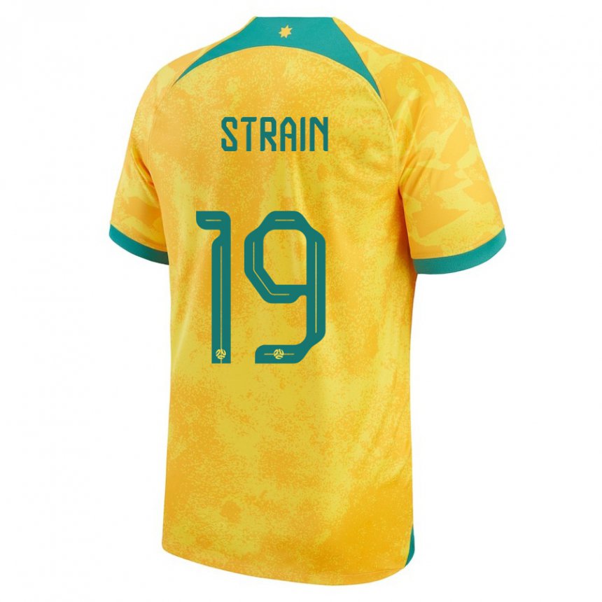 Dames Australisch Ryan Strain #19 Gouden Thuisshirt Thuistenue 22-24 T-shirt België