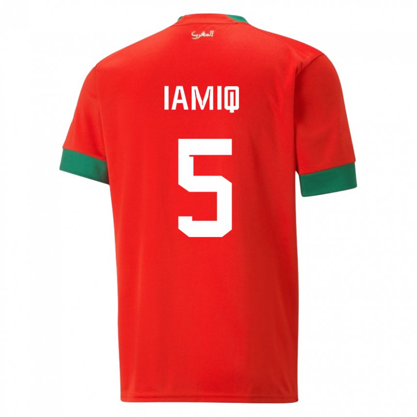 Dames Marokkaans Jawad Iamiq #5 Rood Thuisshirt Thuistenue 22-24 T-shirt België
