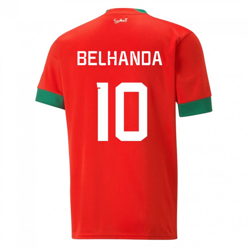 Dames Marokkaans Youness Belhanda #10 Rood Thuisshirt Thuistenue 22-24 T-shirt België