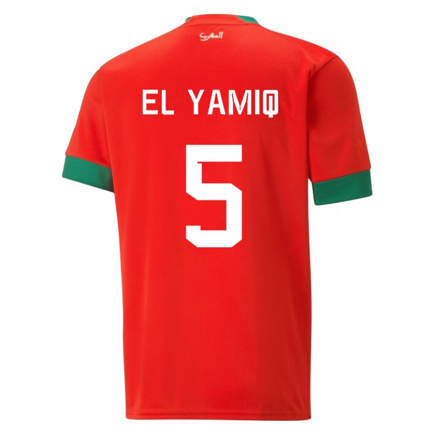 Dames Marokkaans Jawad El Yamiq #5 Rood Thuisshirt Thuistenue 22-24 T-shirt België