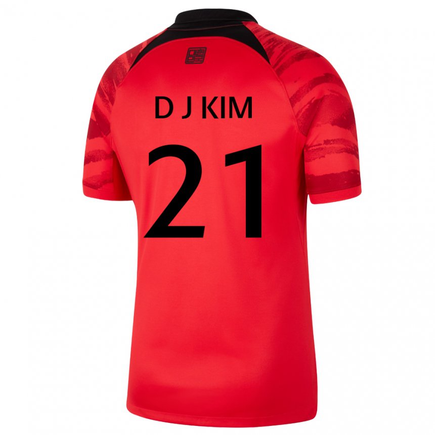 Dames Zuid-koreaans Dong-jun Kim #21 Rood Zwart Thuisshirt Thuistenue 22-24 T-shirt België