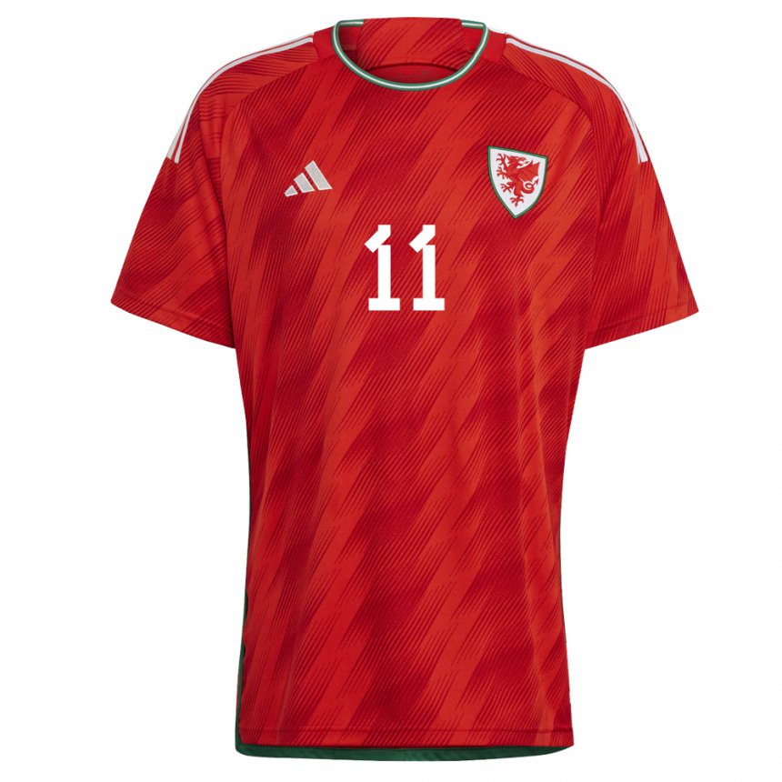 Dames Welsh Gareth Bale #11 Rood Thuisshirt Thuistenue 22-24 T-shirt België