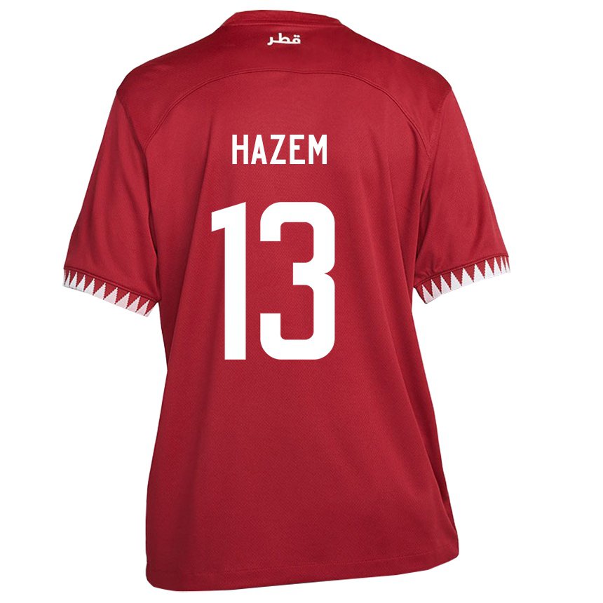 Damen Katarische Hazem Shehata #13 Kastanienbraun Heimtrikot Trikot 22-24 T-shirt Belgien
