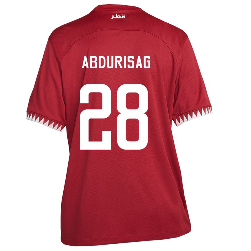 Damen Katarische Yusuf Abdurisag #28 Kastanienbraun Heimtrikot Trikot 22-24 T-shirt Belgien