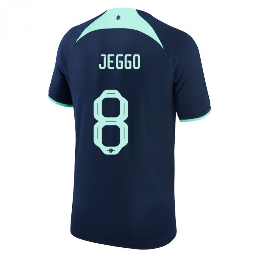 Femme Maillot Australie James Jeggo #8 Bleu Foncé Tenues Extérieur 22-24 T-shirt Belgique