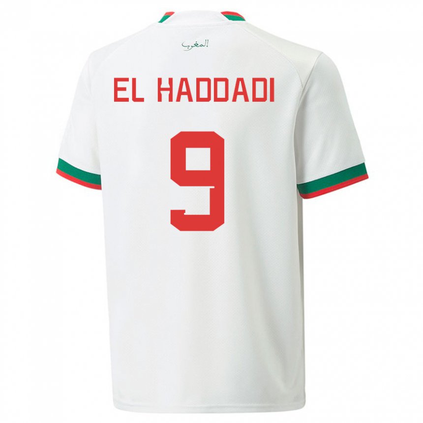 Dames Marokkaans Munir El Haddadi #9 Wit Uitshirt Uittenue 22-24 T-shirt België