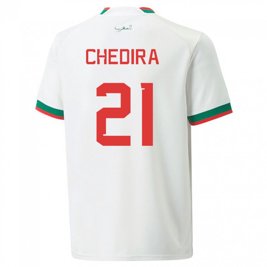 Dames Marokkaans Walid Chedira #21 Wit Uitshirt Uittenue 22-24 T-shirt België