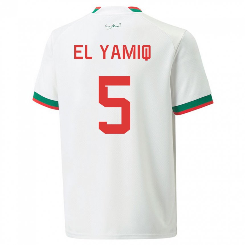 Dames Marokkaans Jawad El Yamiq #5 Wit Uitshirt Uittenue 22-24 T-shirt België