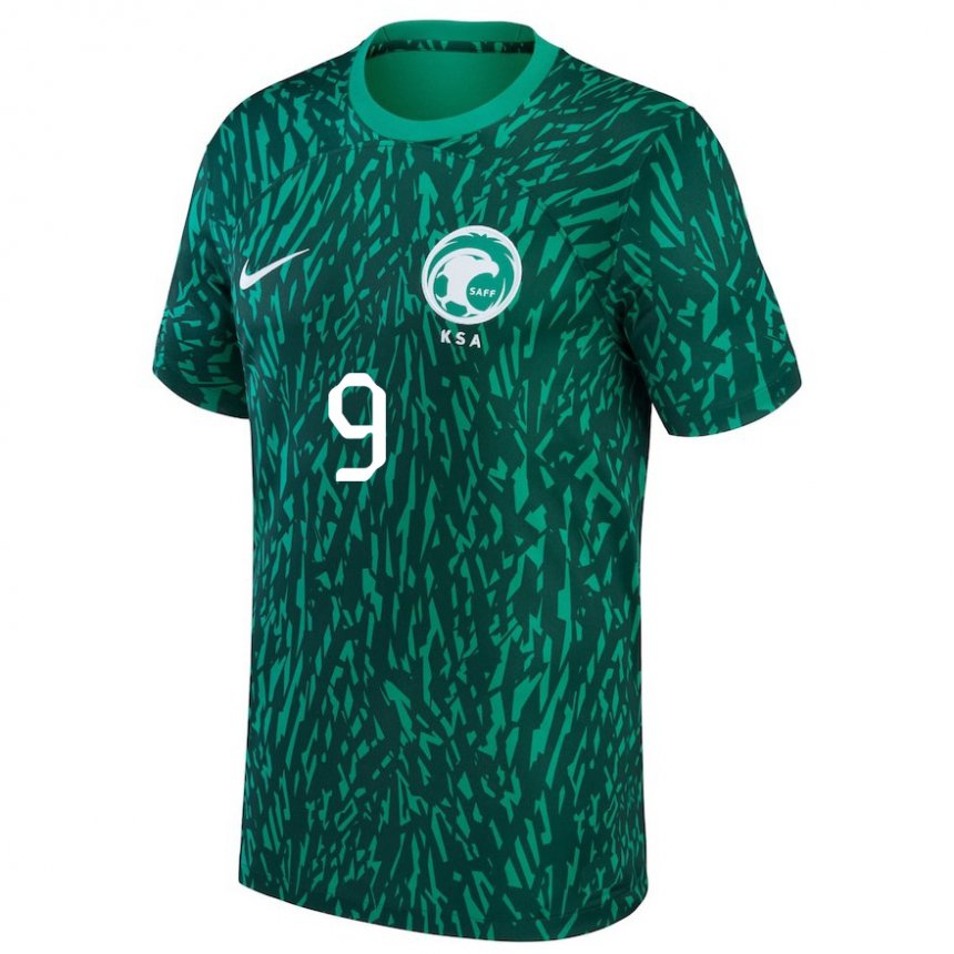 Femme Maillot Arabie Saoudite Feras Al Brikan #9 Vert Foncé Tenues Extérieur 22-24 T-shirt Belgique