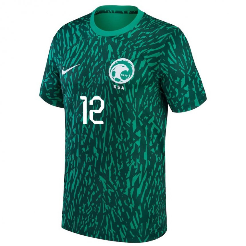 Femme Maillot Arabie Saoudite Saud Abdulhamid #12 Vert Foncé Tenues Extérieur 22-24 T-shirt Belgique